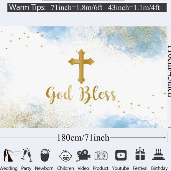 Backdrop and Decor for Baptism/Christening 🪽⭐️Gold, White and Blue Set - Picture 10 of 13